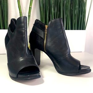 NEW Black Leather Ankle Boots Gold Zipper